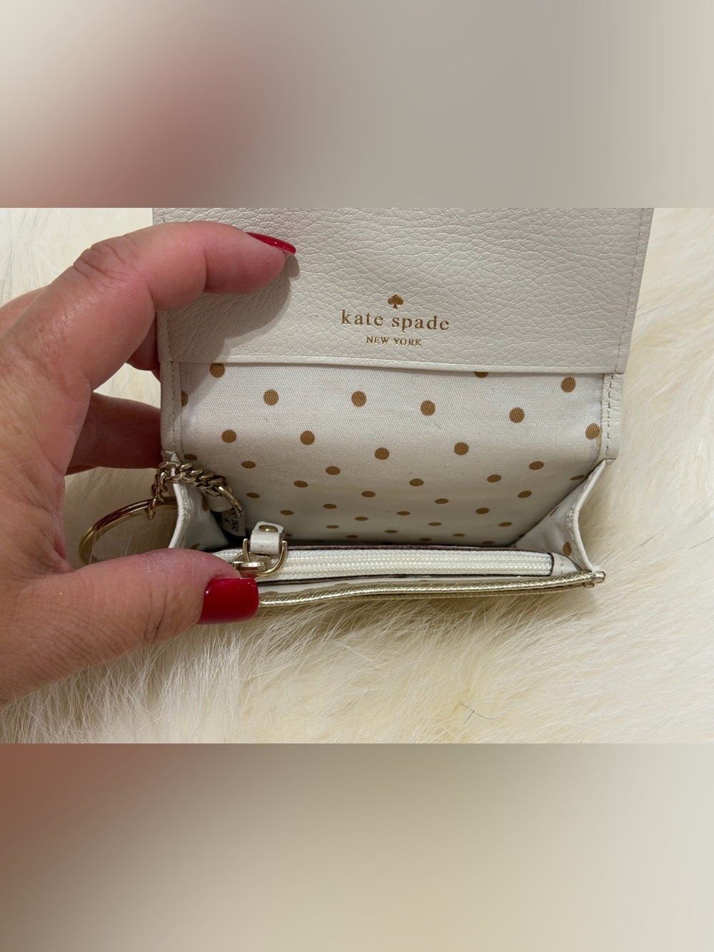 NEW Kate Spade Sylvia Mini Key Ring Bifold Wallet in Pale Gold Leather - Picture 5 of 5